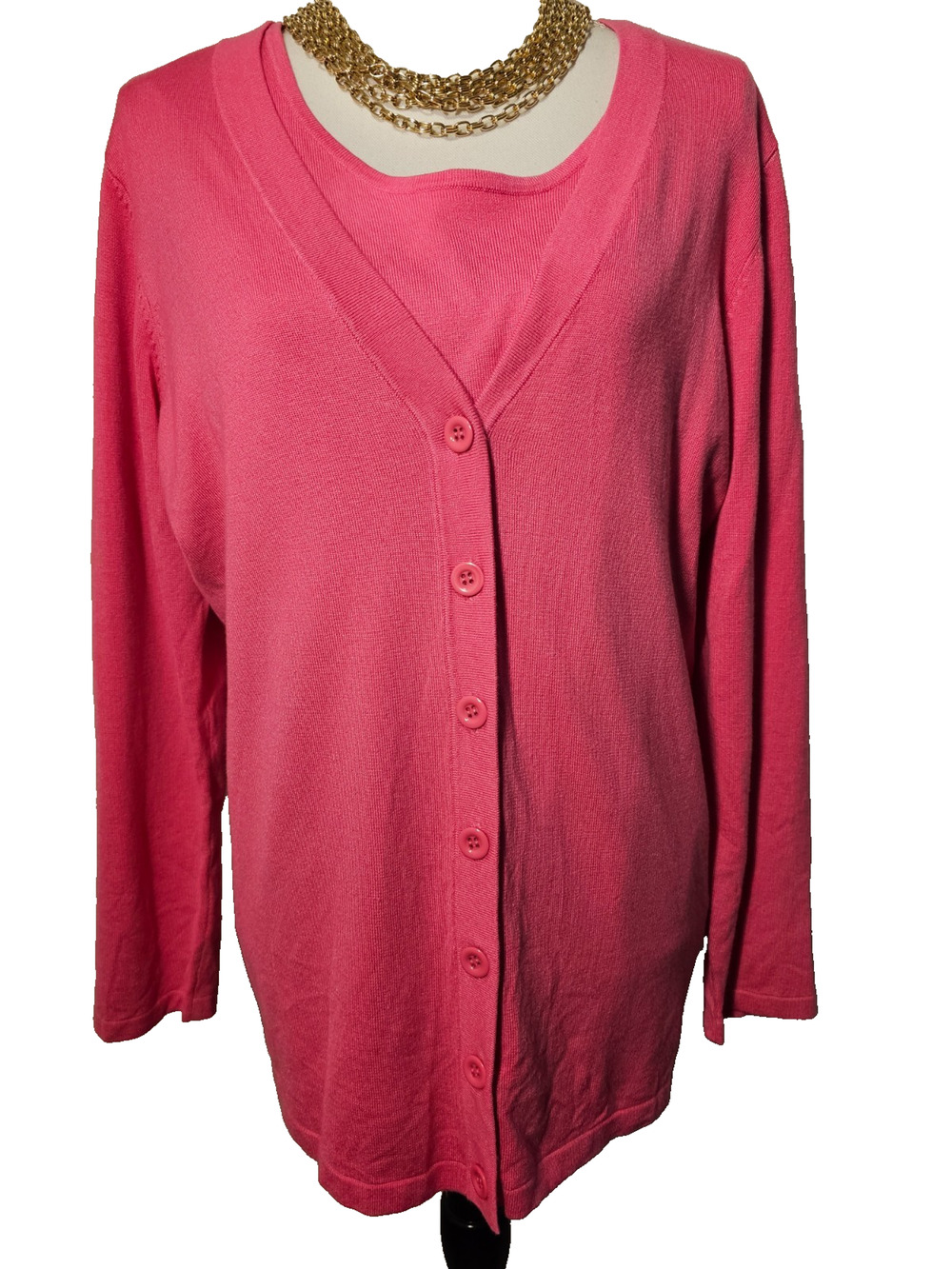 Whisper Knit by Louis Dell’Olio Womens Large 2 Piece Sleeveless Top & Cardigan